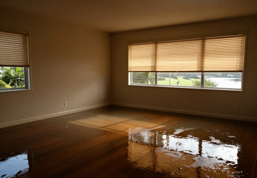 Waterlogged commercial kitchen in Redfern before cleanup